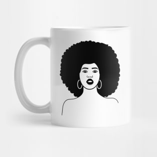 Black and white woman with afro illustration Mug